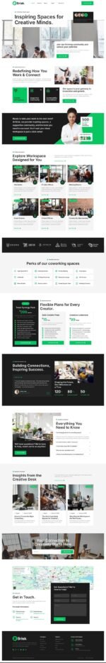 Brisk Coworking Creative Space Elementor Template Kit