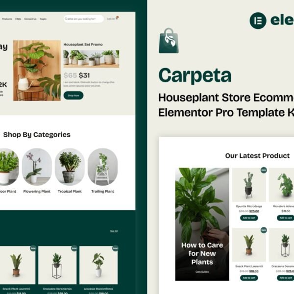 Carpeta Houseplant Store Ecommerce Elementor Pro Template Kit