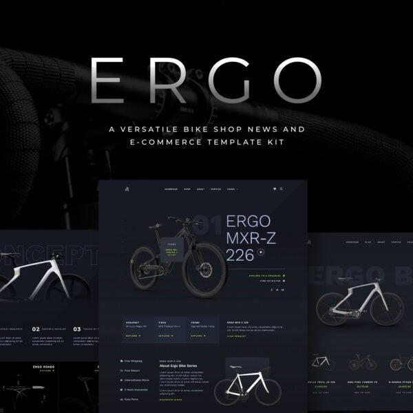 ERGO - Bike And Cycling WooCommerce Elementor Template Kit Download