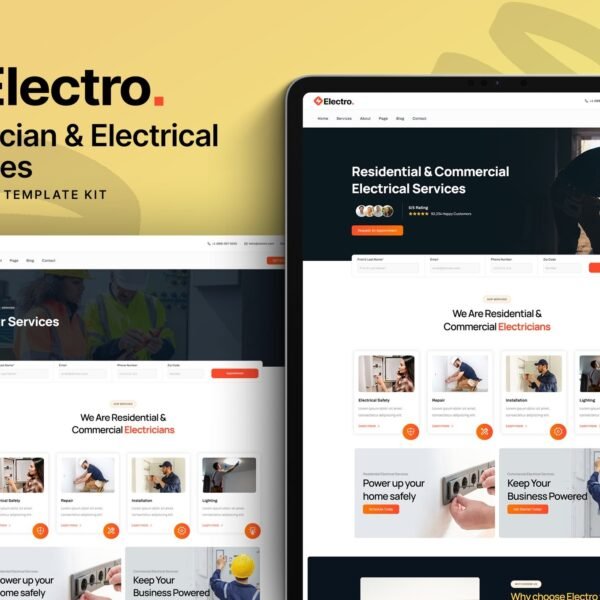 Electro Electrician And Electrical Services Elementor Template Kit Download