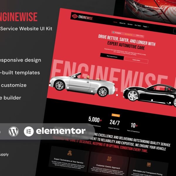 EngineWise - Automotive Service Elementor Template Kit Download