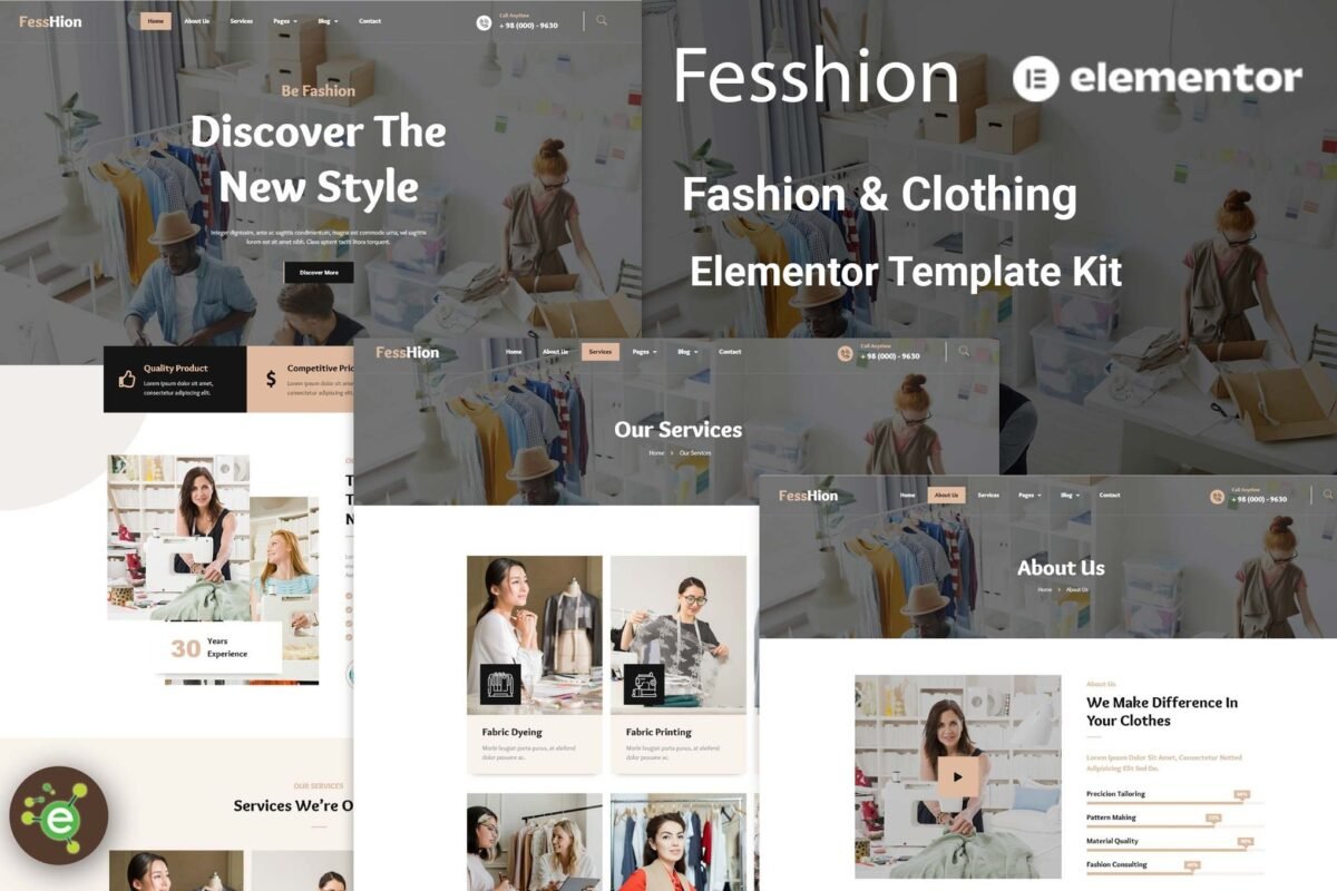 Fesshion - Fashion And Clothing Elementor Template Kit Download