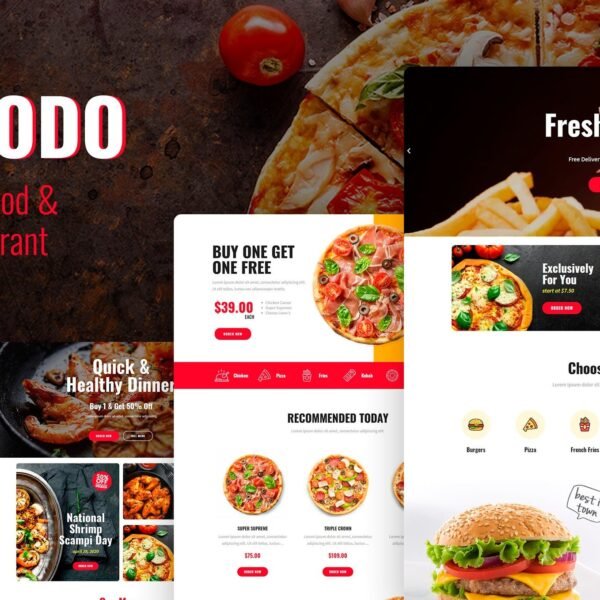 Foodo Fast Food Pizza Elementor Template Kit Download