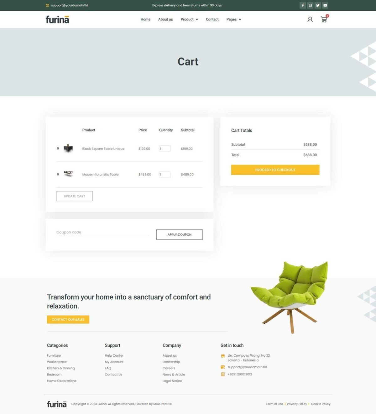 Furina - Furniture Shop WooCommerce Elementor Pro Template Kit Download 1