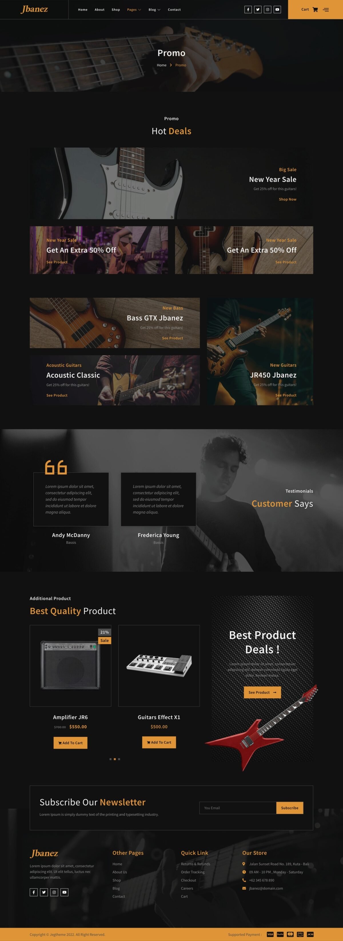 Jbanez Guitar And Music Equipment Store Elementor Template Kit