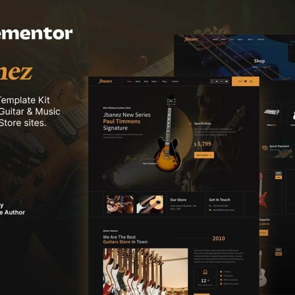 Jbanez Guitar And Music Equipment Store Elementor Template Kit Download