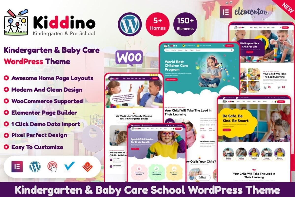 Kiddino Kids and Kindergarten WordPress Theme Download