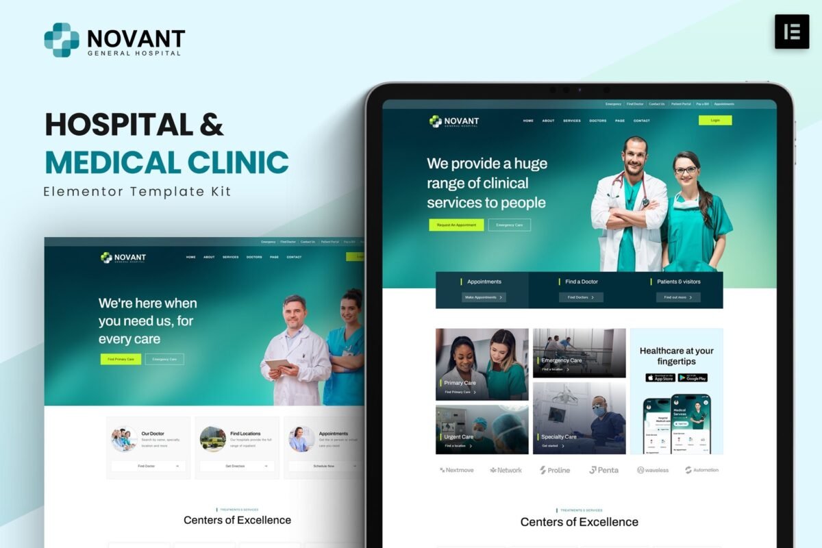 Novant Hospital and Medical Clinic Elementor Template Kit Download