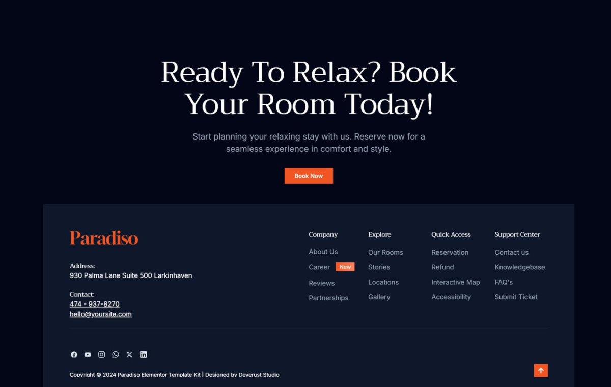 Paradiso - Hotel And Resort Elementor Template Kit Download 1