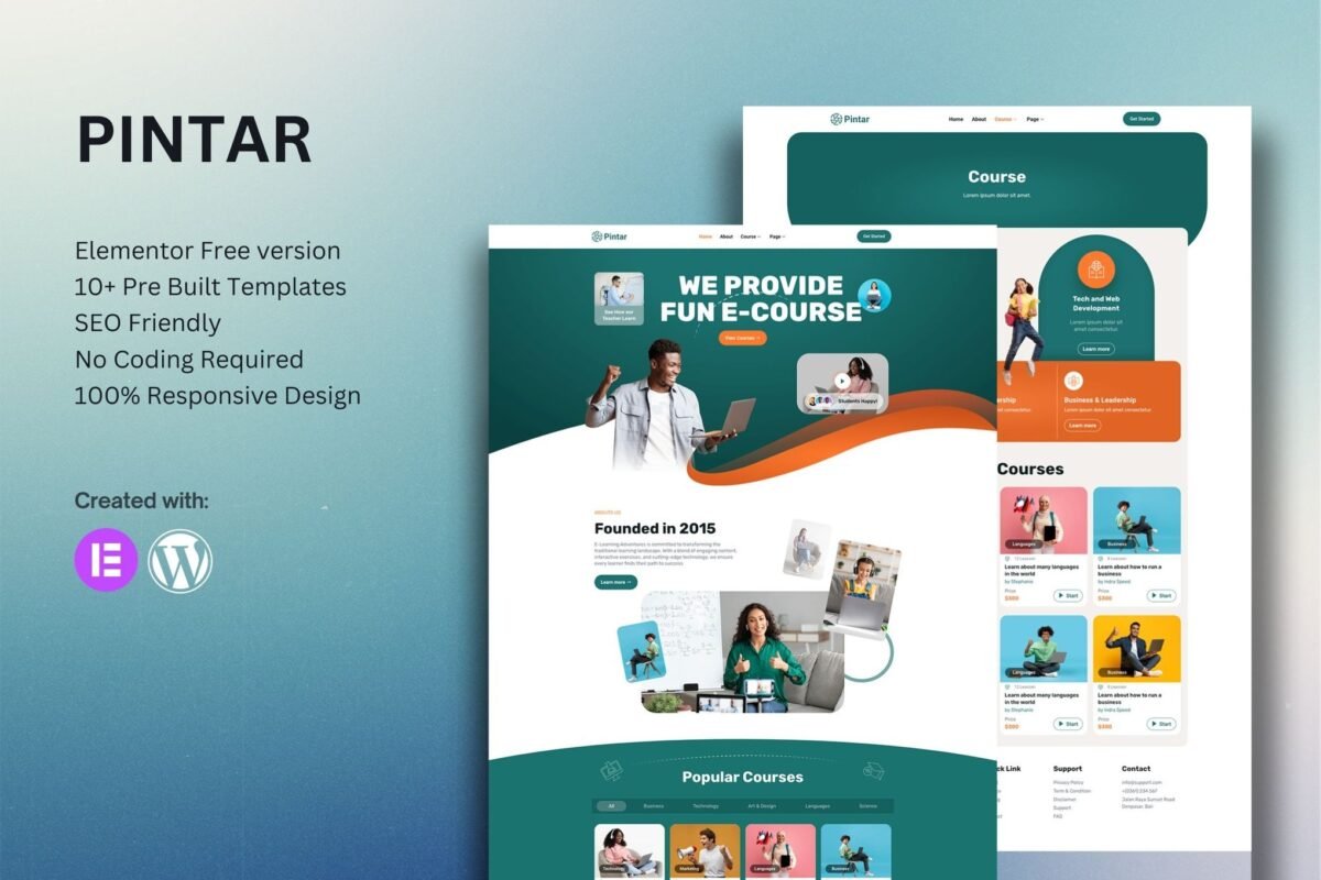 Pintar - Online Courses Elementor Template Kit Download