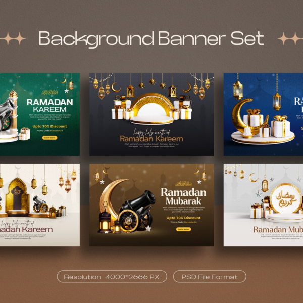 Ramadan Kareem Sale Banner Background Set Download