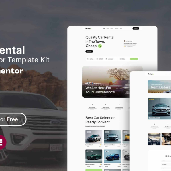 Rentcys - Car Rental Elementor Template Kit Download