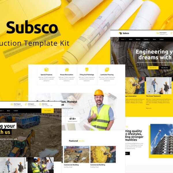 Subsco Construction Elementor Template Kit Download