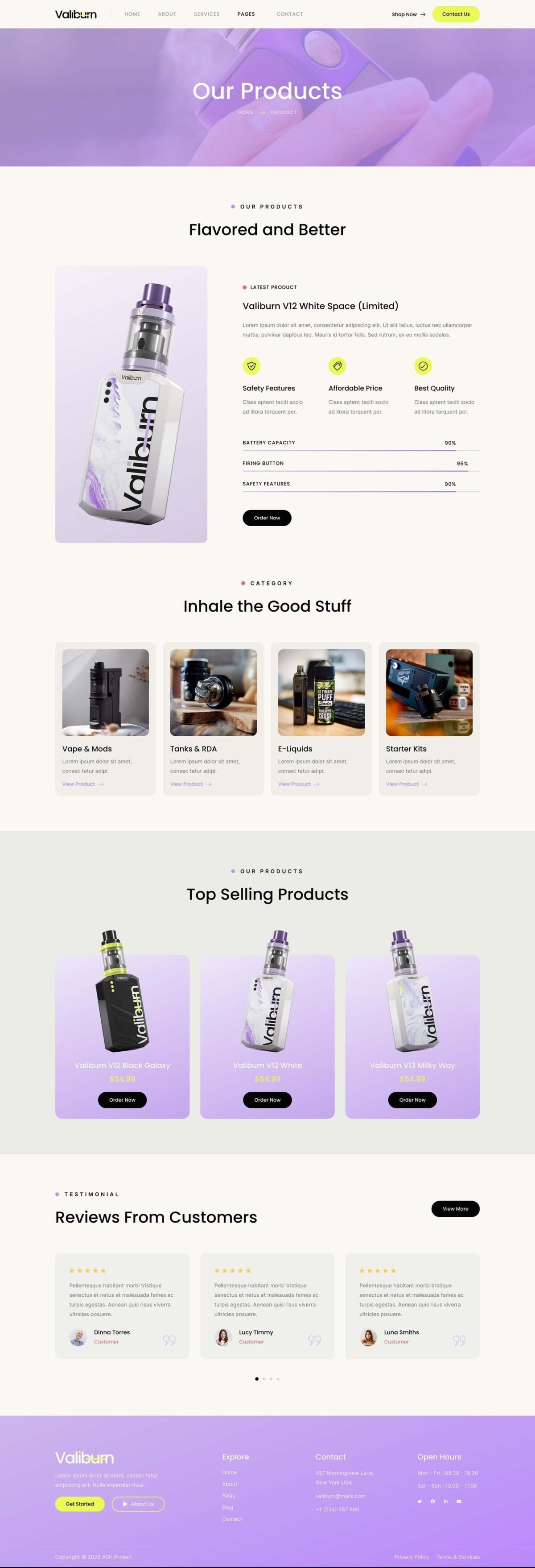 Valiburn Vape and E-Cigarettes Store Elementor Template Kit