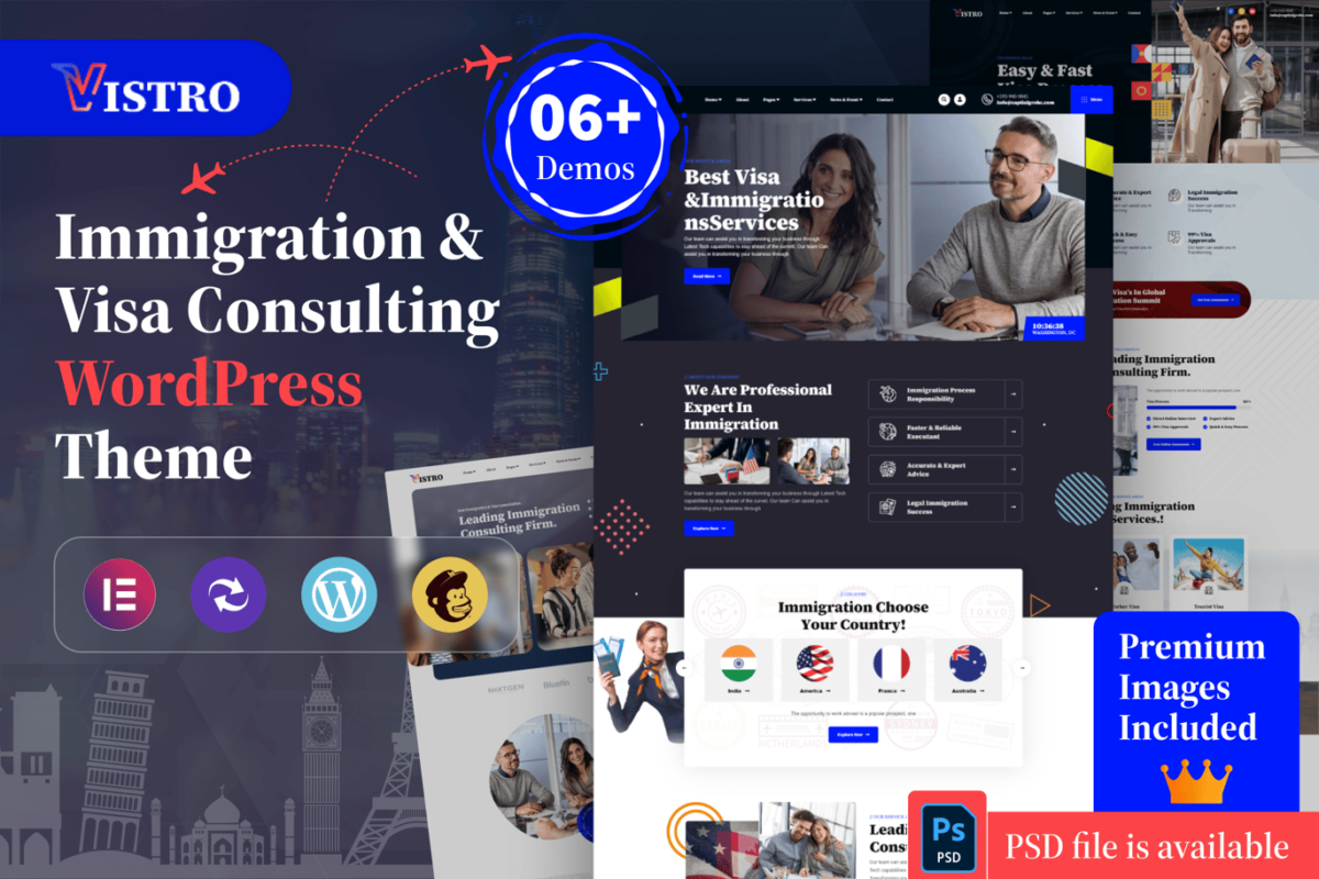 Vistro Immigration Visa Consulting WordPress Theme Download