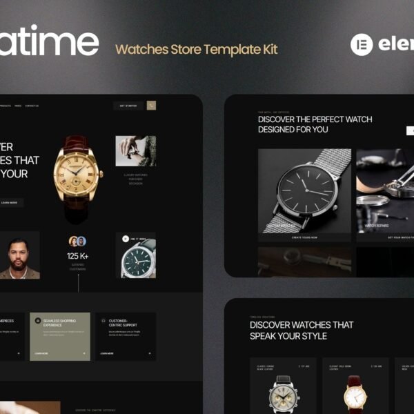 Zonatime - Dark Theme Watch Store Elementor Template Kit Download