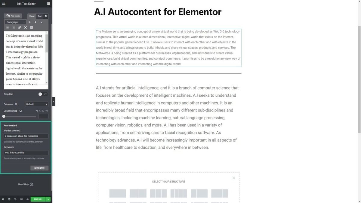 A.I Autocontent for Elementor 1