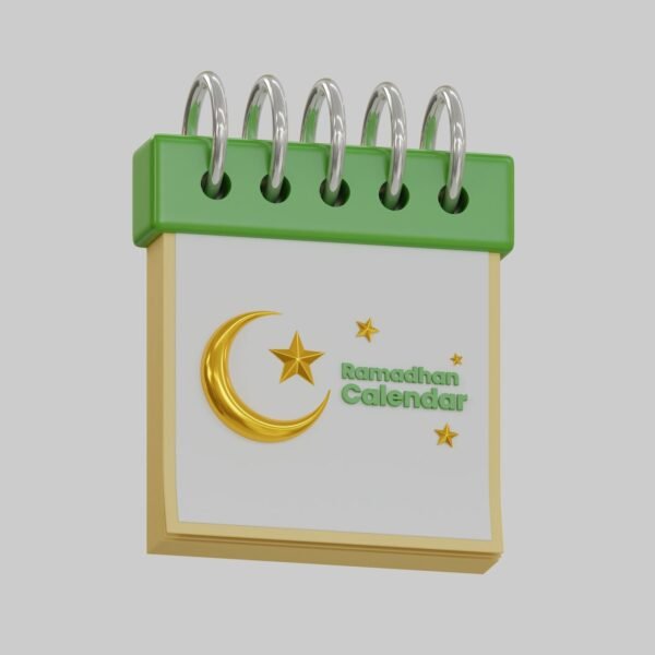 Ramadan calendar with gold crescent moon and stars