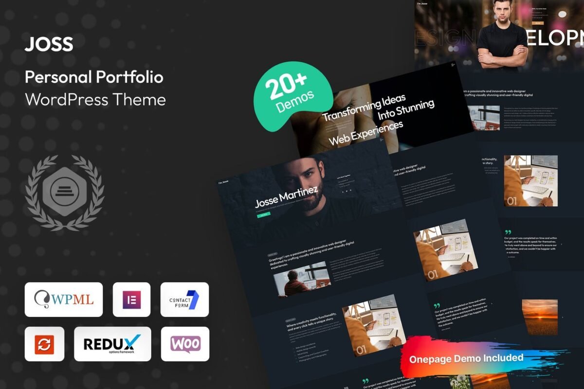 Joss Personal Portfolio WordPress Theme Download