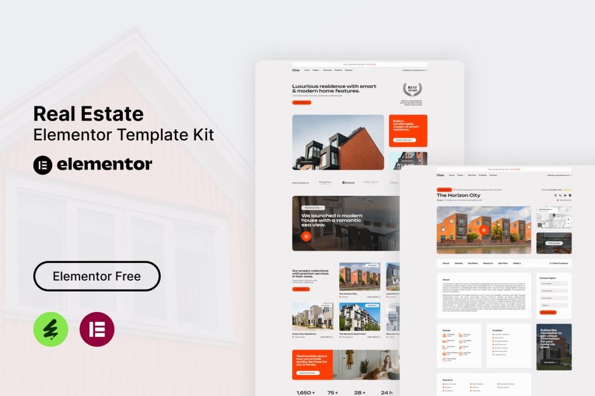 Cloe Real Estate Elementor Template Kit Download