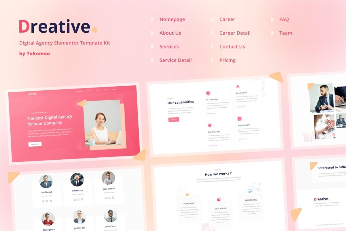 Dreative Digital Agency Elementor Template Kit Download