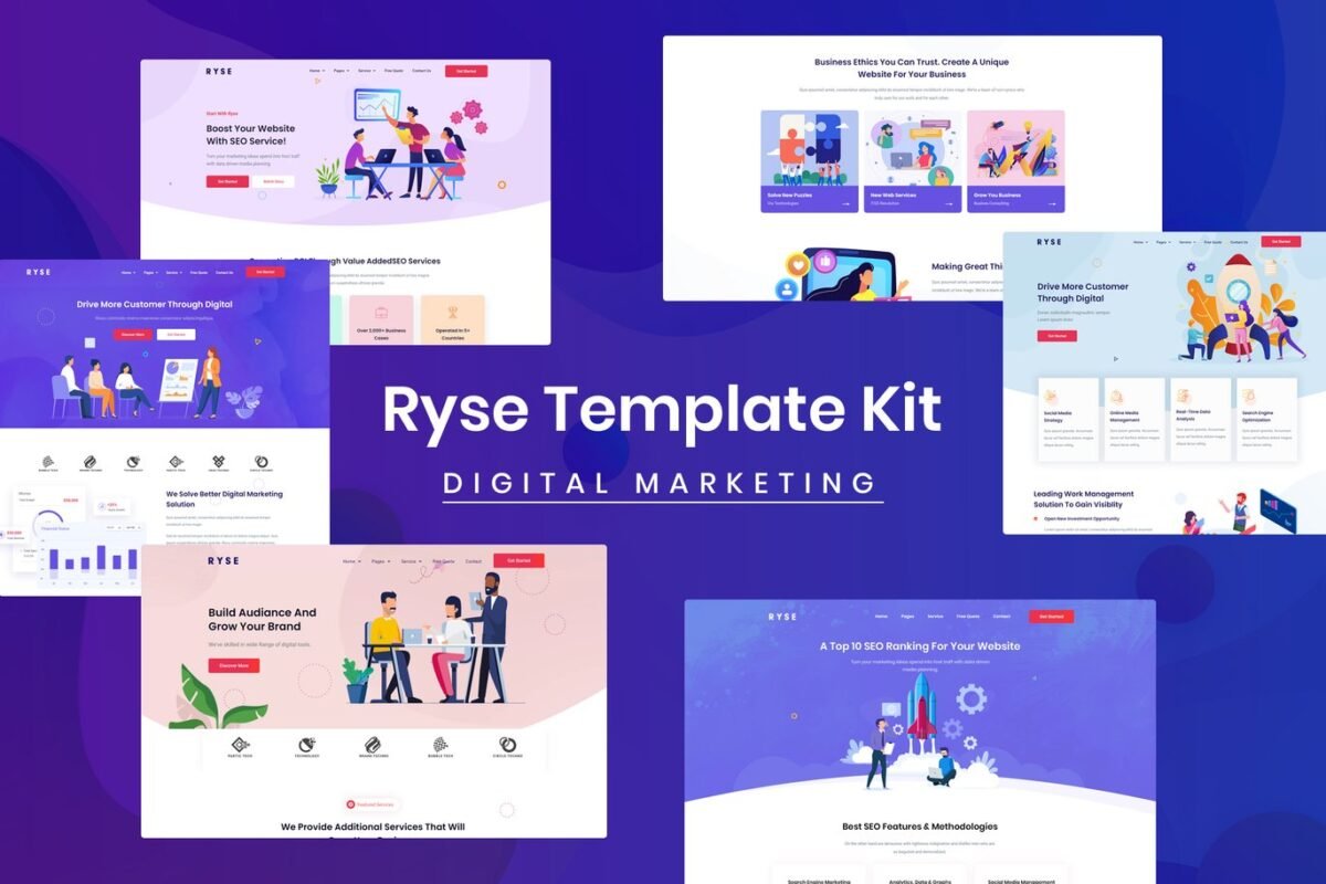 Ryse SEO and Digital Marketing Elementor Template Kit Download